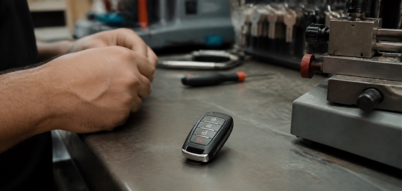 Push-to-start smart key on a bench in Orlando, Florida.