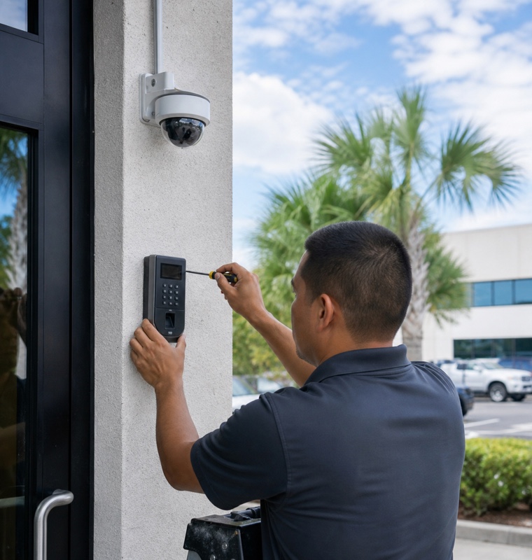 Access control panel & camera install in Orlando, Florida.