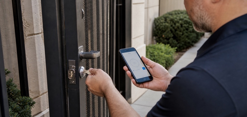 Mobile app remote unlock screen in Orlando, Florida.