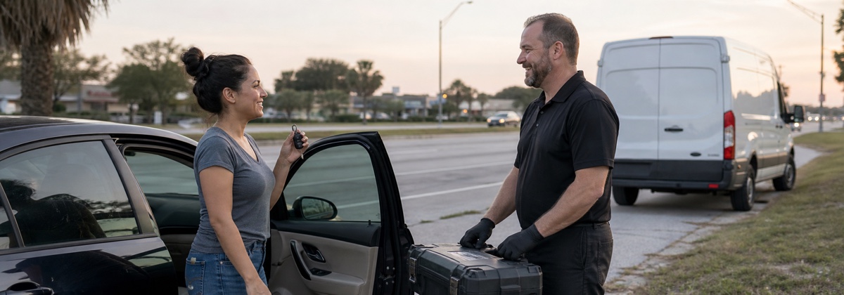 Roadside vehicle unlock in Orlando, Florida.