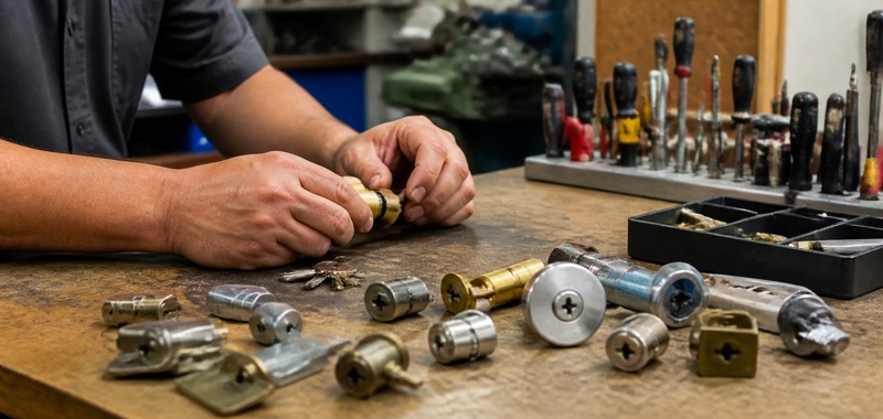 Mixed hardware on a bench in Orlando, Florida.