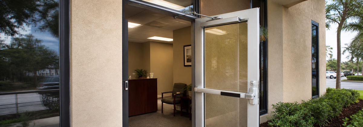 Storefront / office door hardware in Orlando, Florida.