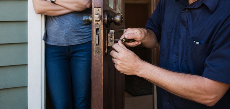 Mortise lock on an older door in Orlando, Florida.