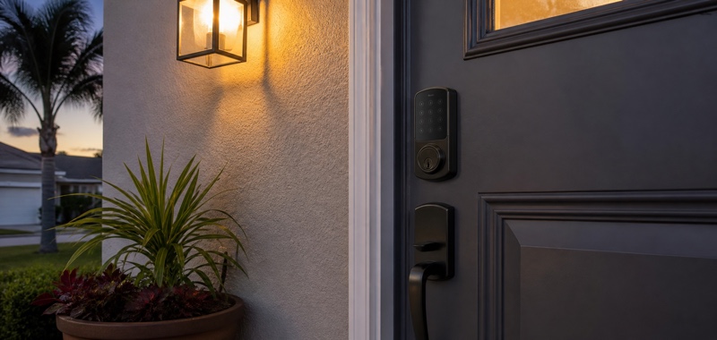 Smart lock keypad in Orlando, Florida.
